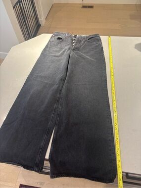 Agolde Women's Black Bootcut Wide-Leg Jeans DAME style